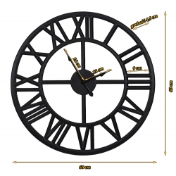 Zegar industrialny czarny 60 cm nowoczesny minimalistyczny styl 43-204