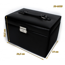 Czarny kuferek na biżuterię z haczykami 50-603B